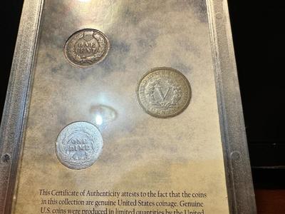 1903 SILVER BARBER DIME, 1912 LIBERTY HEAD NICKEL AND 1906 INDIAN HEAD PENNY