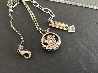 Silver plated Mariana Angel Necklace Design. Signed