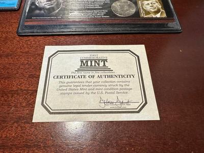 JFK HALF DOLLAR, STAMP AND $2 BILL AND 1980/2020 JFK HALF DOLLARS