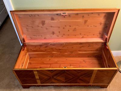 1920s Antique Waterfall Front Cedar Hope Chest Art Deco