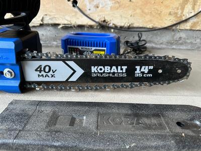 KOBALT 40v 14” CORDLESS CHAINSAW WITH BATTERY AND CHARGER