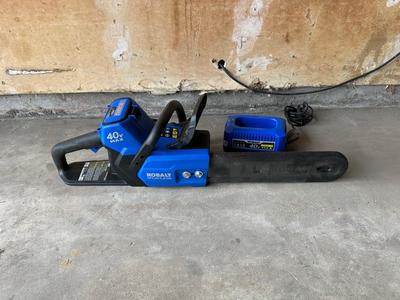 KOBALT 40v 14” CORDLESS CHAINSAW WITH BATTERY AND CHARGER
