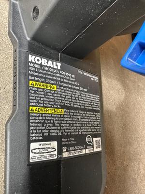 KOBALT 40v 14” CORDLESS CHAINSAW WITH BATTERY AND CHARGER