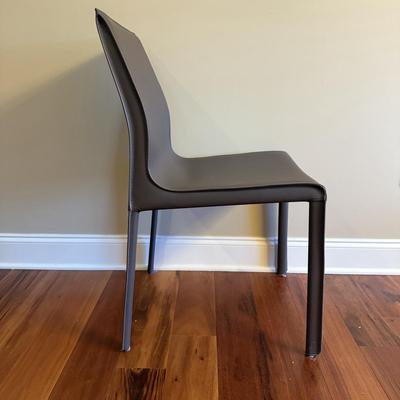 Six Mink Hued Leather Side Chairs