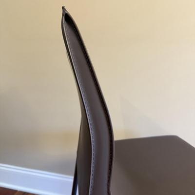 Six Mink Hued Leather Side Chairs