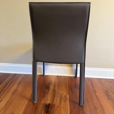 Six Mink Hued Leather Side Chairs