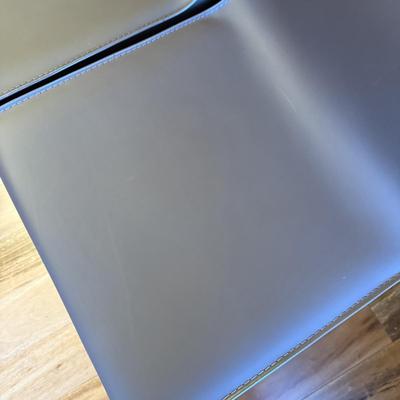 Six Mink Hued Leather Side Chairs