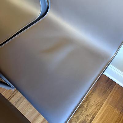 Six Mink Hued Leather Side Chairs