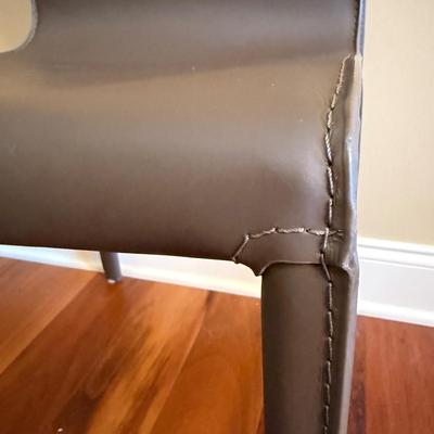 Six Mink Hued Leather Side Chairs