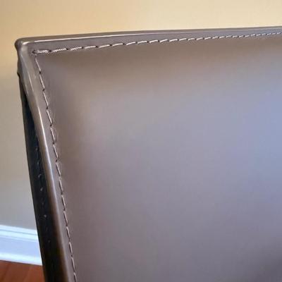 Six Mink Hued Leather Side Chairs