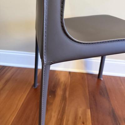 Six Mink Hued Leather Side Chairs