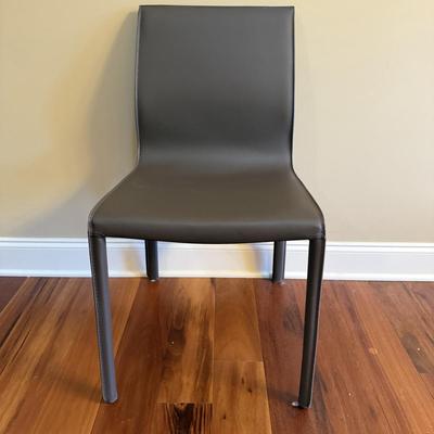 Six Mink Hued Leather Side Chairs