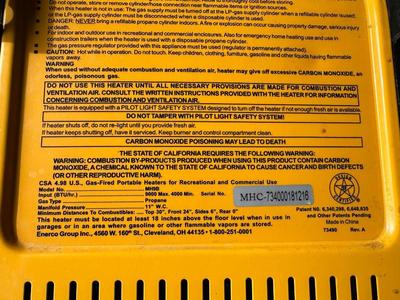 TENT AND GAS-FIRED PORTABLE HEATER