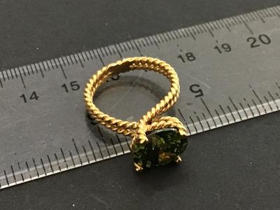18 k Plated Gold Twisted large Peridot Stone