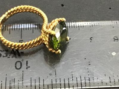 18 k Plated Gold Twisted large Peridot Stone