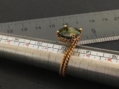 18 k Plated Gold Twisted large Peridot Stone
