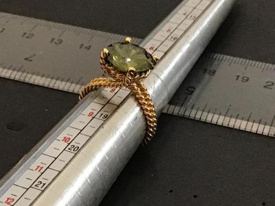 18 k Plated Gold Twisted large Peridot Stone