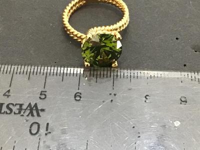 18 k Plated Gold Twisted large Peridot Stone