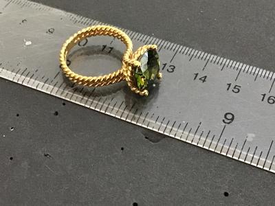 18 k Plated Gold Twisted large Peridot Stone