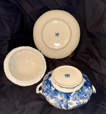 Blue & White Lidded Tureen with Underplate
