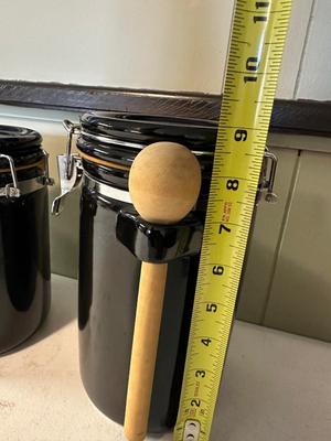 4 PIECE BLACK CERAMIC CANISTERS