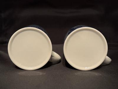 2 Vintage Takahashi Japan Asian Blue & White Floral Mugs