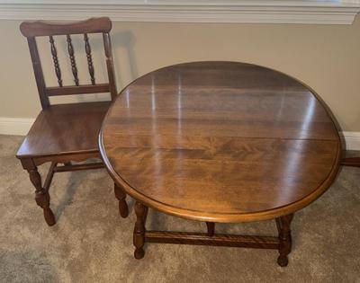 Child Size Chair and Drop Leaf Table With Swing Arms