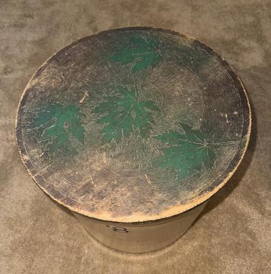 Antique Stoneware 8 Gallon Crock with Original Handpainted Lid