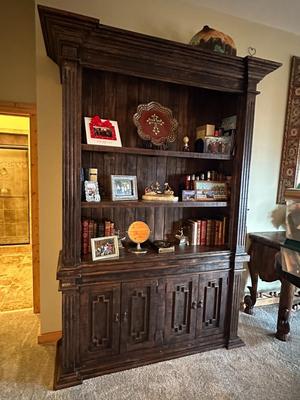 Sale Photo Thumbnail #67: Wood Wall Unit with Shelves & Cabinets (2 Pieces) Contents Not Included
Must be moved up a staircase.
M'ments:
Height 95"
Width 62"
Depth 19"