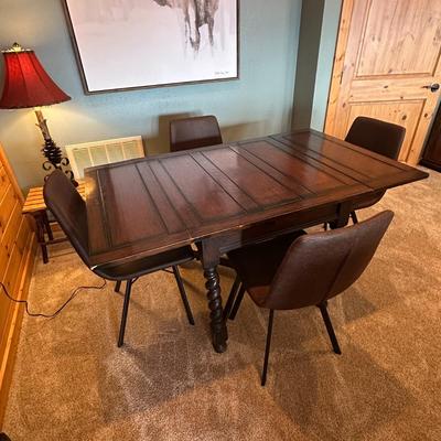 Sale Photo Thumbnail #78: Vintage Drop Leaf Wood Table With Barley Twist Legs.  Chairs are NOT INCLUDED WITH THE TABLE.  Chairs are listed separately.