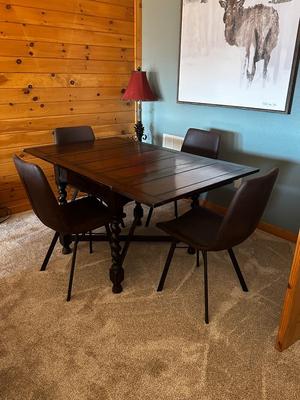 Sale Photo Thumbnail #68: Vintage Drop Leaf Wood Table With Barley Twist Legs.  Chairs are NOT INCLUDED WITH THE TABLE.  Chairs are listed separately.