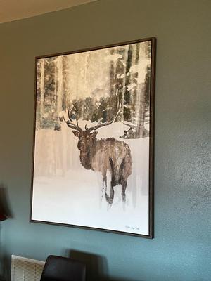Sale Photo Thumbnail #90: Framed Wall Art of Elk in the Snow