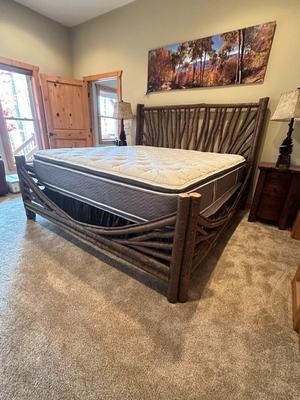 Sale Photo Thumbnail #181: King Log Bed Frame, includes headboard and footboard and frame.