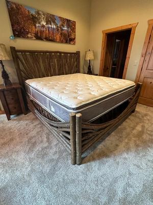 Sale Photo Thumbnail #180: King Log Bed Frame, includes headboard and footboard and frame.