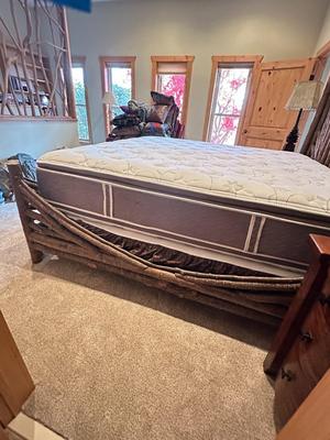 Sale Photo Thumbnail #182: King Log Bed Frame, includes headboard and footboard and frame.