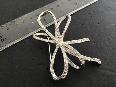 Anne Klein Rhinestone Bow Brooch
