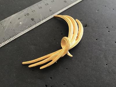 Monet Gold Tone Fashion Brooch Signed
