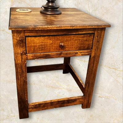 Sale Photo Thumbnail #187: Side / End Table with 1 Drawer #1 Like New (BR2)
Measurements as shown: Height 28" - Width: 22' - Depth 22"
Not solid wood, excellent condition.