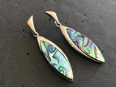 Abalone Silvertone Earrings