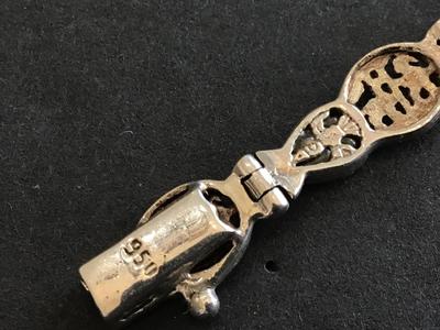 Marked 950 Tennis Bracelet Blue Stone Locking