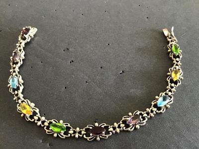 925 Vintage Rhinestone Jewelry Bracelet