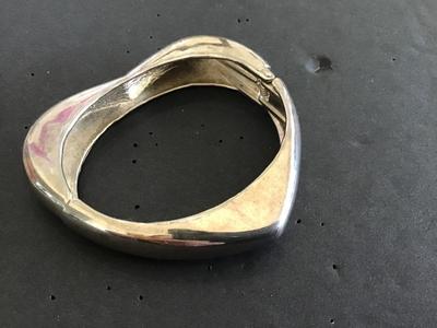 Hinged Heart Silver Tone Heart Bracelet