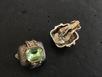 Chunky peridot color Clip on Earrings