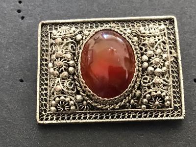 Beautiful Vintage Filagree Stone Brooch
