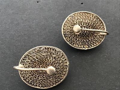Beautiful Vintage Stone Earrings in Filagree Setting Screw back
