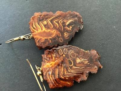 Vintage Fairy wood Earrings Cyprus cedar