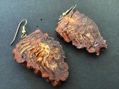 Vintage Fairy wood Earrings Cyprus cedar