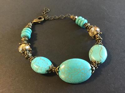 Faux Turq Crystal Bead Bracelet