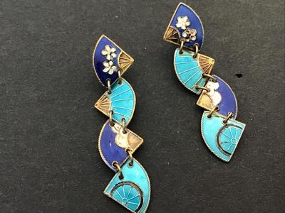 925 Enamel Vintage Earrings