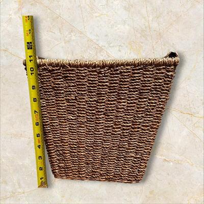 Sale Photo Thumbnail #272: Wicker Waste Basket w Wooden Handles & Woven Base- 11" Tall
Excellent condition.